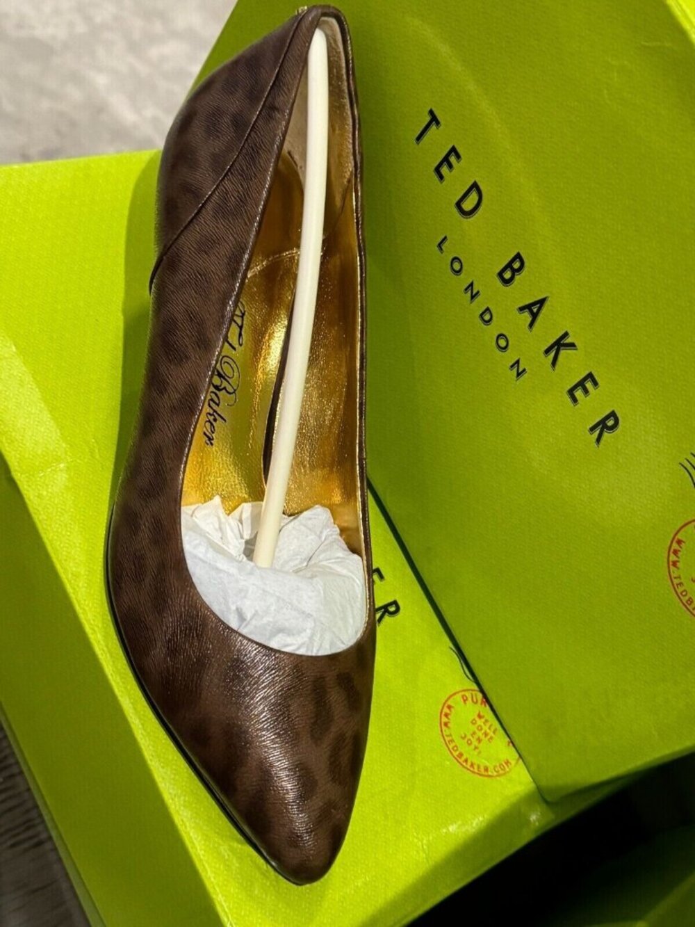 Ted Baker Ondrea Multi Leopard Gold Toe Pumps Size 7/8.5/10